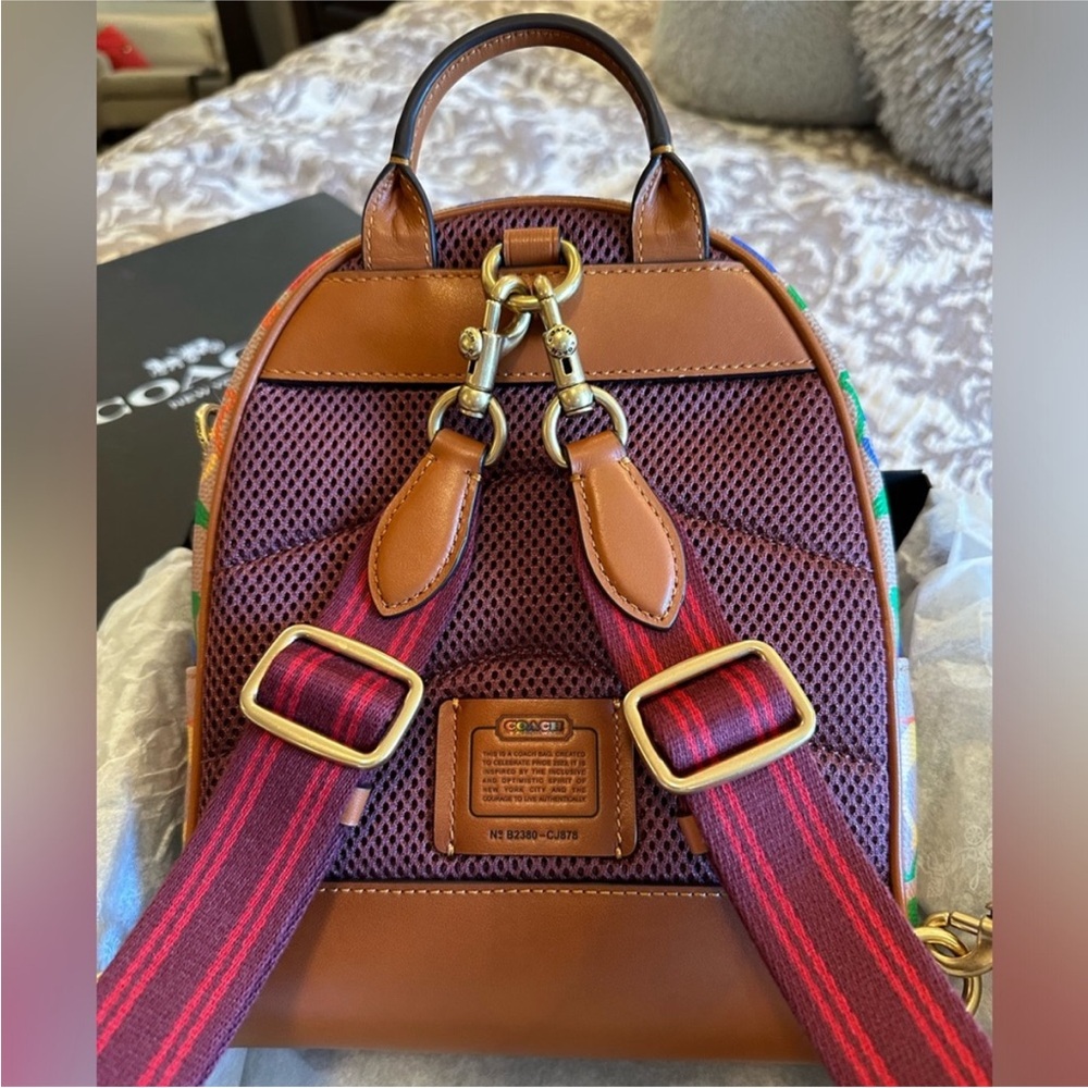 Coach Charter Backpack 18 In Rainbow Signature Canvas - Picture 5 of 16